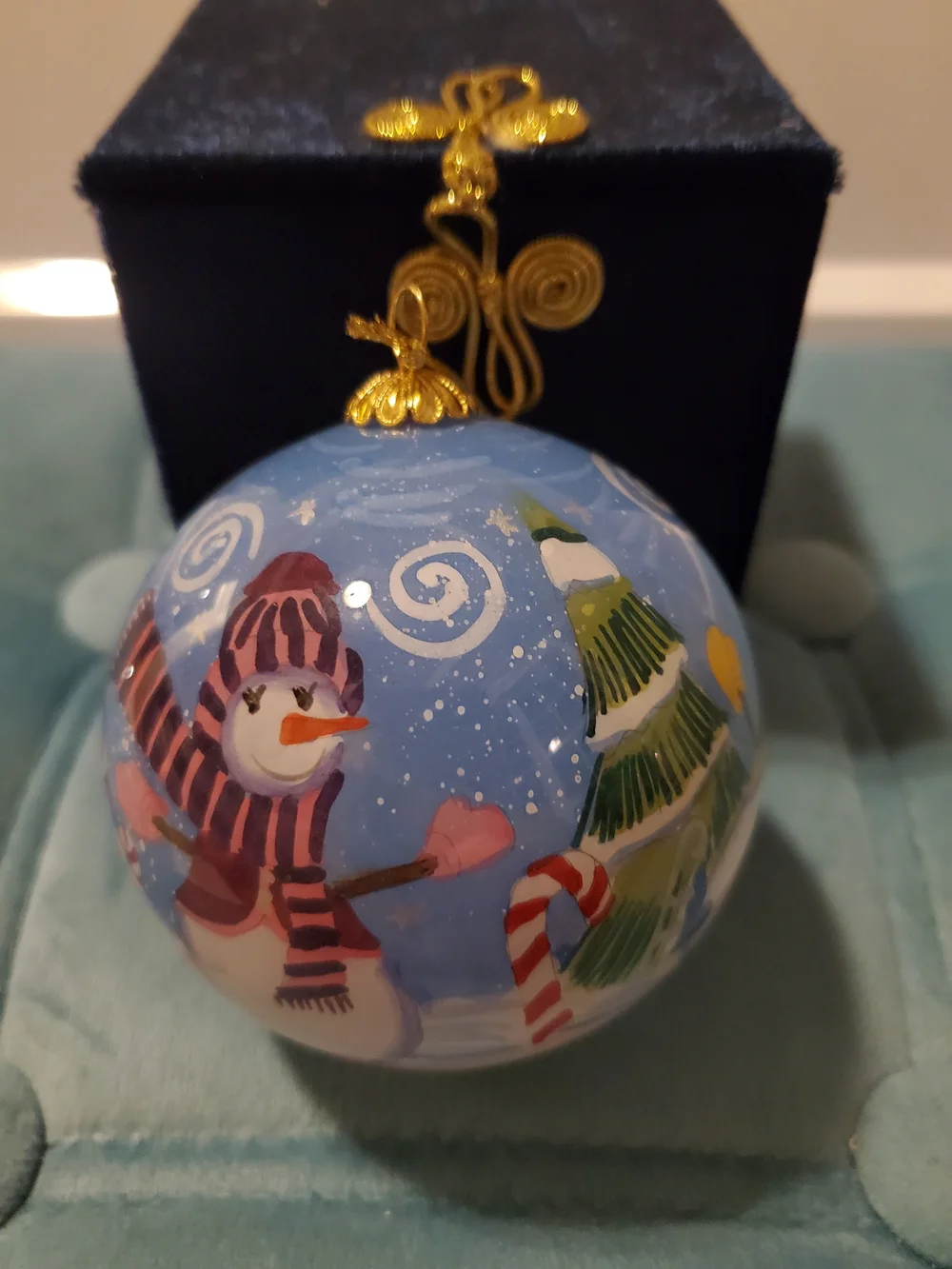 Pier 1 2005 Li Bien Snowman Christmas Ornament With Box & Card Vintage
